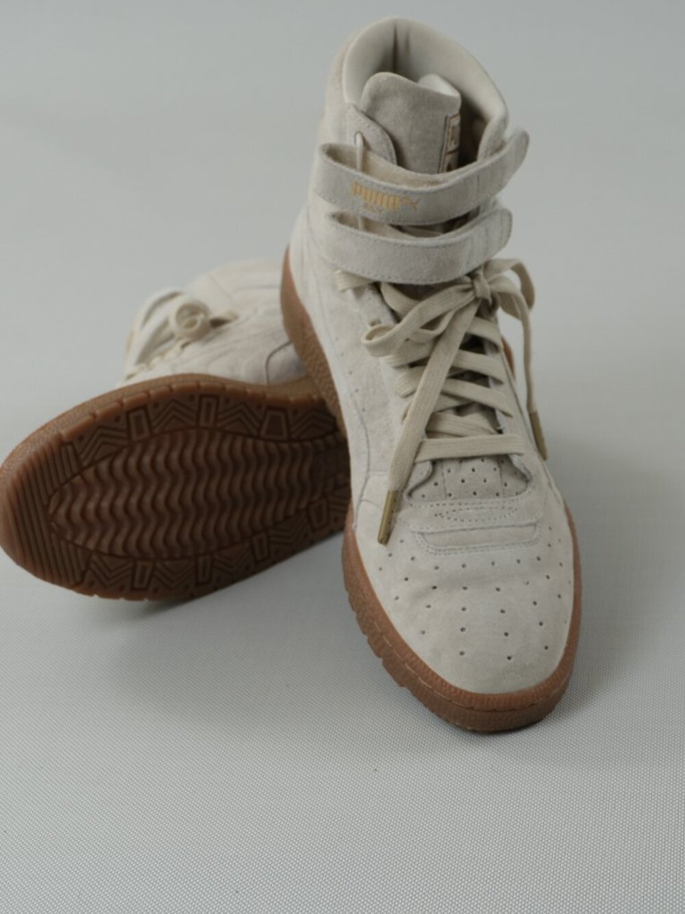 High Top Sneakers Size 10 Beige Suede PUMA Sky II Hi - Picture 8 of 11
